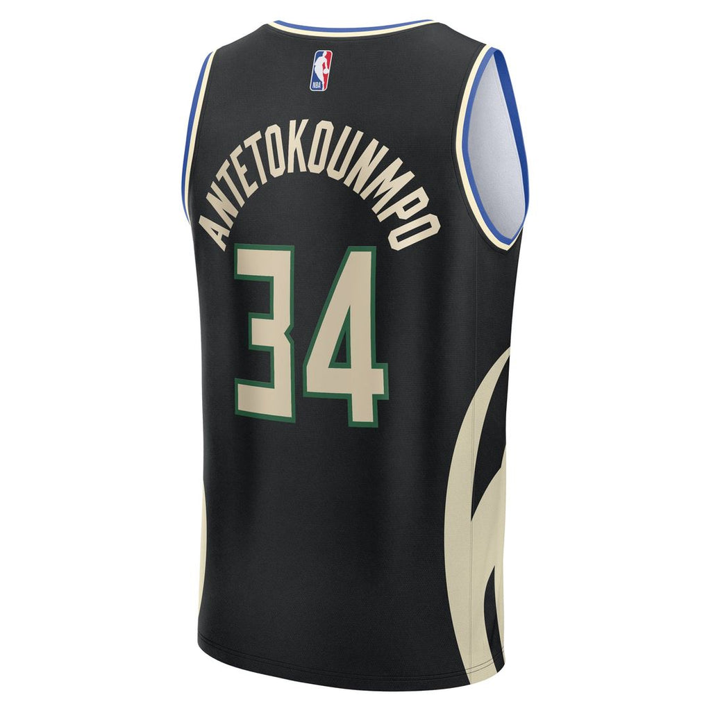Giannis Antetokounmpo Milwaukee Bucks Fanatics Youth Fast Break Replica Player Jersey - Statement Edition - Black | NBA Fan Gear