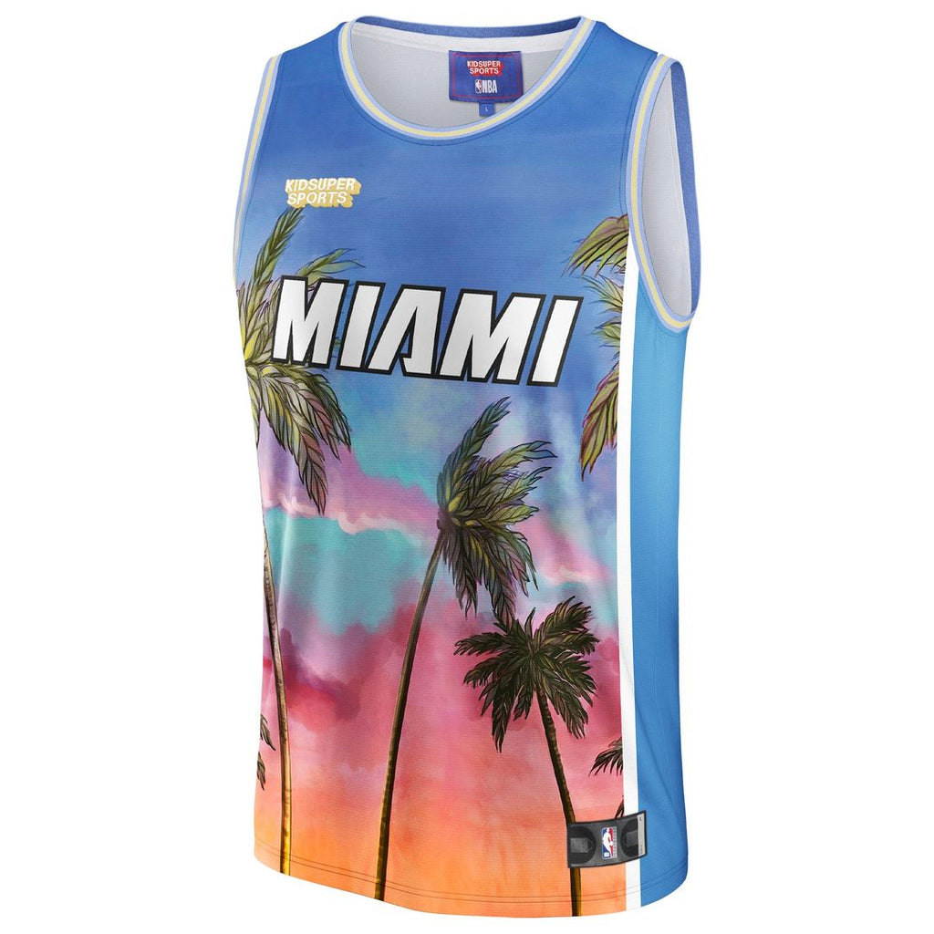 Miami Heat NBA & KidSuper Studios by Fanatics Unisex Hometown Jersey - Blue | NBA x KidSuper Fan Gear