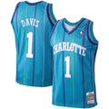 Baron Davis Charlotte Hornets Mitchell & Ness 1999/ 00 Hardwood Classics Swingman Jersey - Teal | NBA Fan Gear