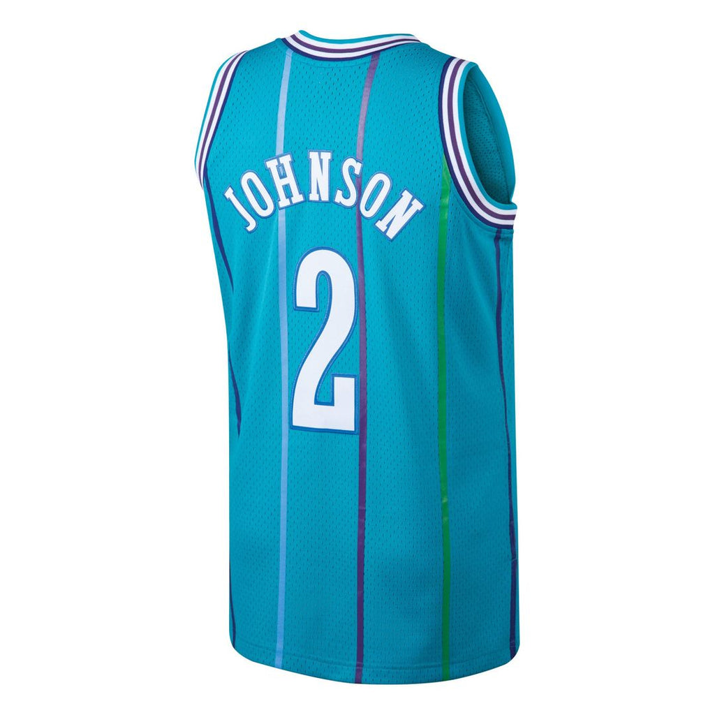 Larry Johnson Charlotte Hornets Mitchell & Ness 1992/ 93 Hardwood Classics Swingman Jersey - Teal | NBA Fan Gear