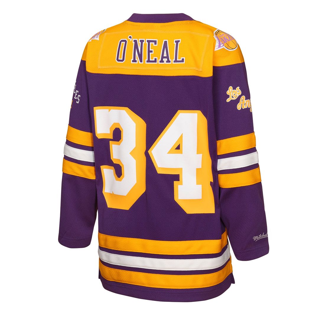 Shaquille O'Neal Los Angeles Lakers Mitchell & Ness Youth Maxxed Out 2.0 Fashion Hockey Jersey - Purple | NBA Fan Gear