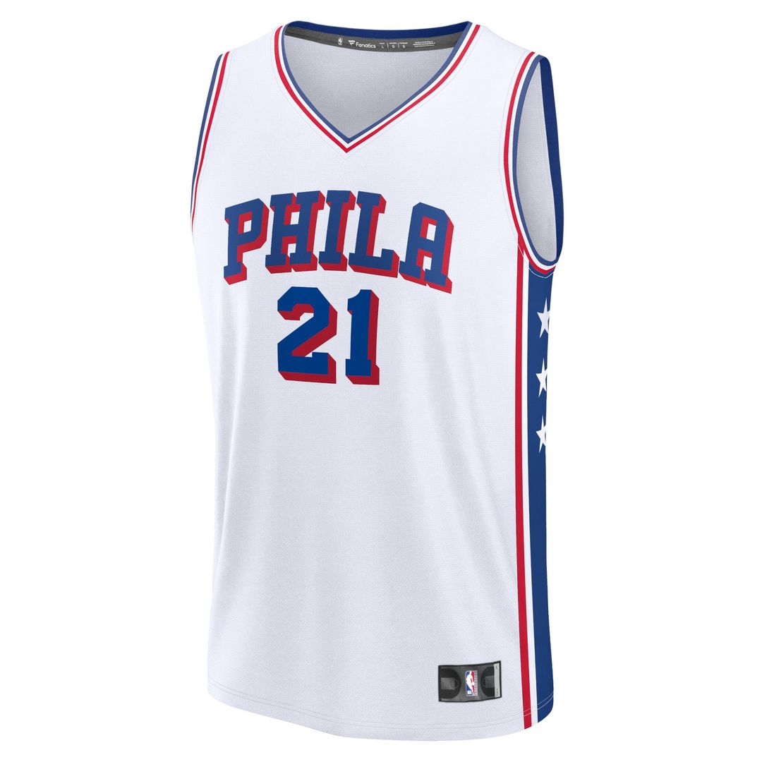 Joel Embiid Philadelphia 76ers Fanatics Fast Break Replica Jersey - Association Edition - White | NBA Fan Gear