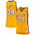 Shaquille O'Neal Los Angeles Lakers Mitchell & Ness Women's 1999/ 00 Hardwood Classics Swingman Jersey - Gold | NBA Fan Gear