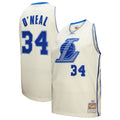 Shaquille O'Neal Los Angeles Lakers Mitchell & Ness Chainstitch Swingman Jersey - Cream | NBA Fan Gear