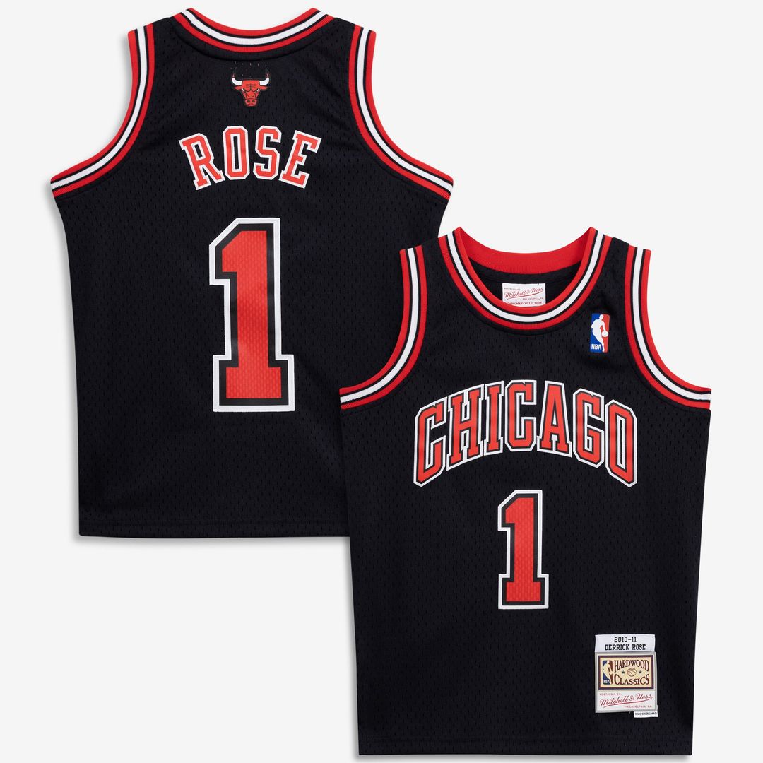 Derrick Rose Chicago Bulls Mitchell & Ness Youth 2010/ 11 Hardwood Classics Swingman Jersey - Black | NBA Fan Gear