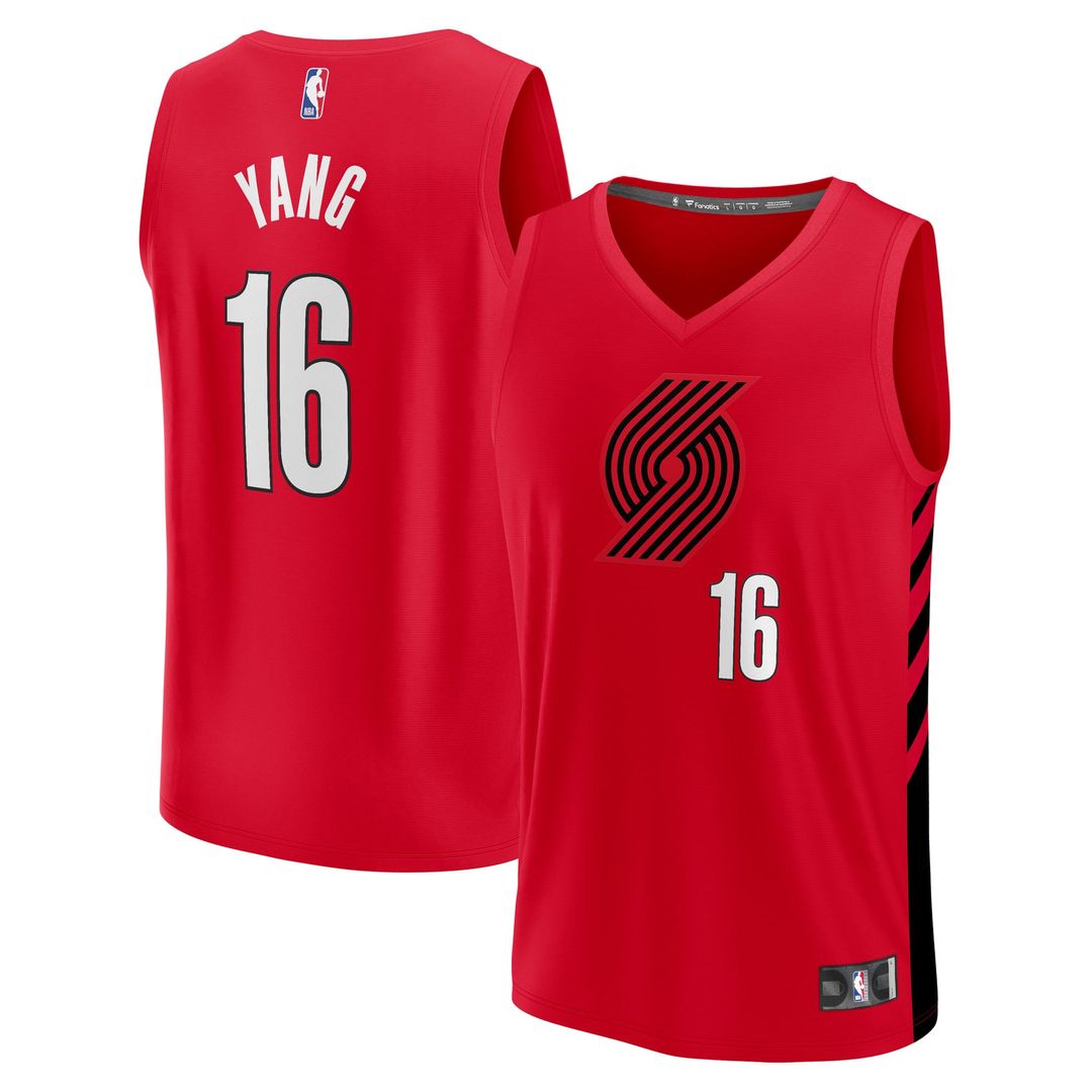 Yang Hansen Portland Trail Blazers Fanatics Fast Break Replica Jersey - Red - Statement Edition | NBA Fan Gear