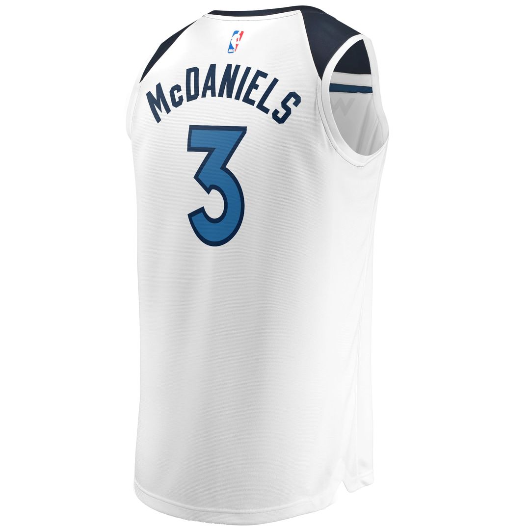 Jaden McDaniels Minnesota Timberwolves Fanatics Fast Break Replica Player Jersey - Association Edition - White | NBA Fan Gear