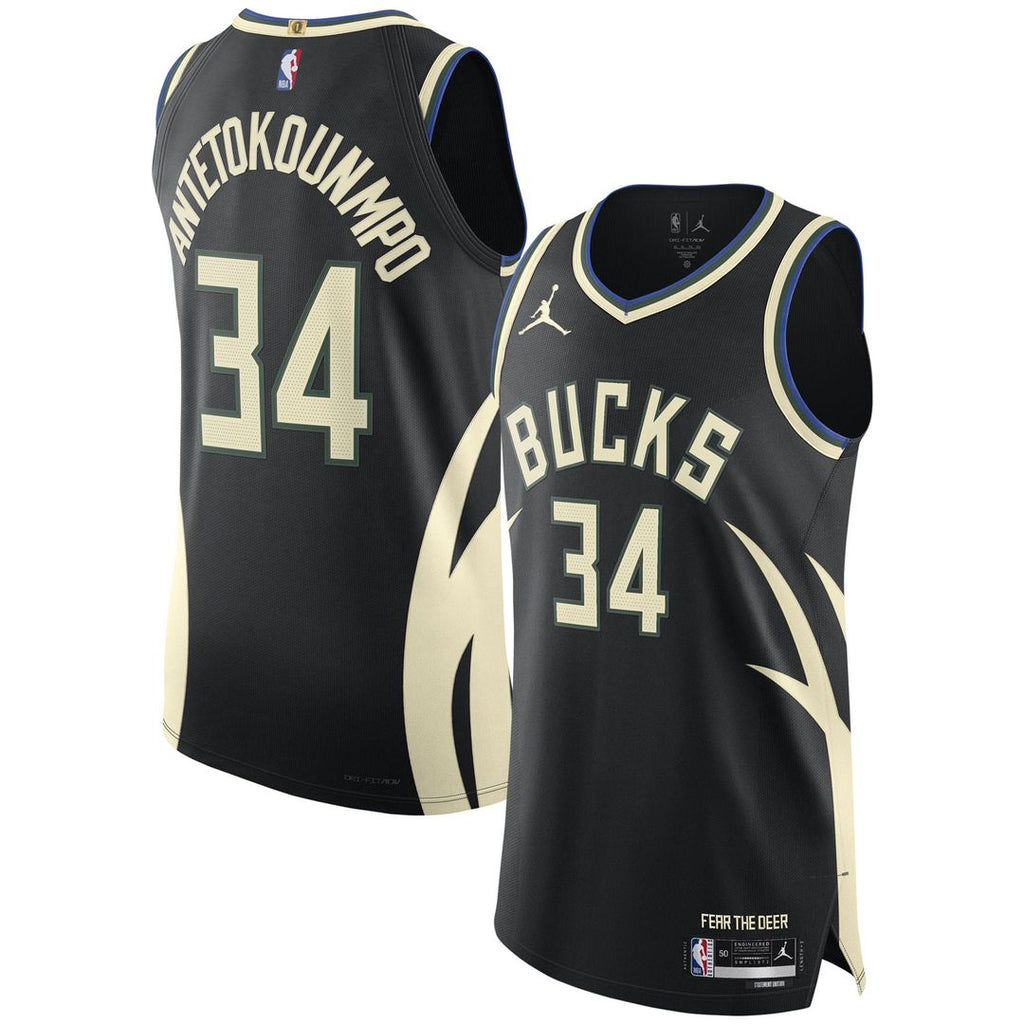 Giannis Antetokounmpo Milwaukee Bucks Jordan Brand Authentic Player Jersey - Statement Edition - Black | NBA Fan Gear