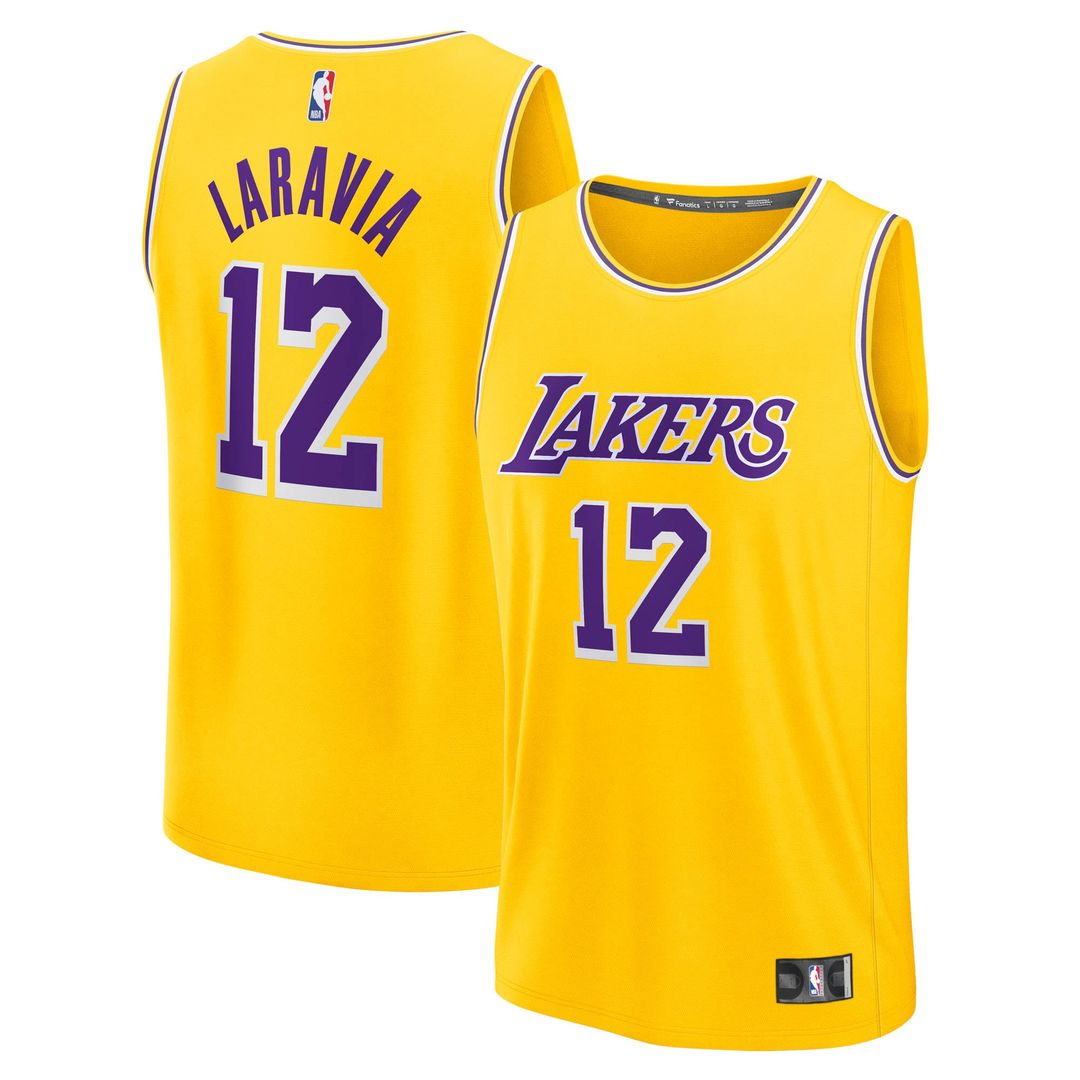 Jake LaRavia Los Angeles Lakers Fanatics Fast Break Replica Jersey - Icon Edition - Gold | NBA Fan Gear
