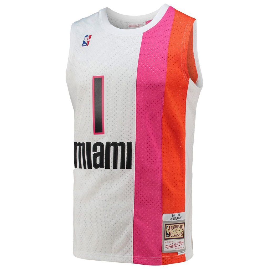 Chris Bosh Miami Heat Mitchell & Ness 2011/ 12 Hardwood Classics Swingman Jersey - White | NBA Fan Gear