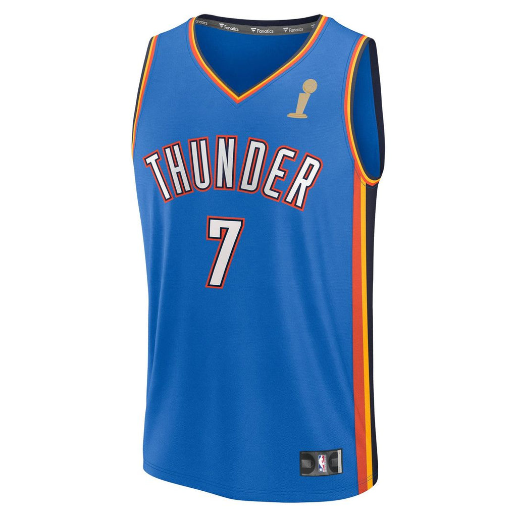 Chet Holmgren Oklahoma City Thunder Fanatics Youth 2025 NBA Finals Champions Fast Break Replica Player Jersey - Blue - Icon Edition | Fan Gear