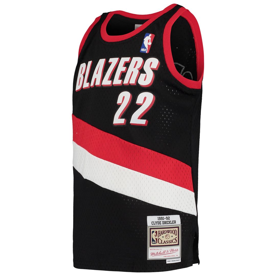 Clyde Drexler Portland Trail Blazers Mitchell & Ness Youth 1991/ 92 Hardwood Classics Swingman Jersey - Black | NBA Fan Gear