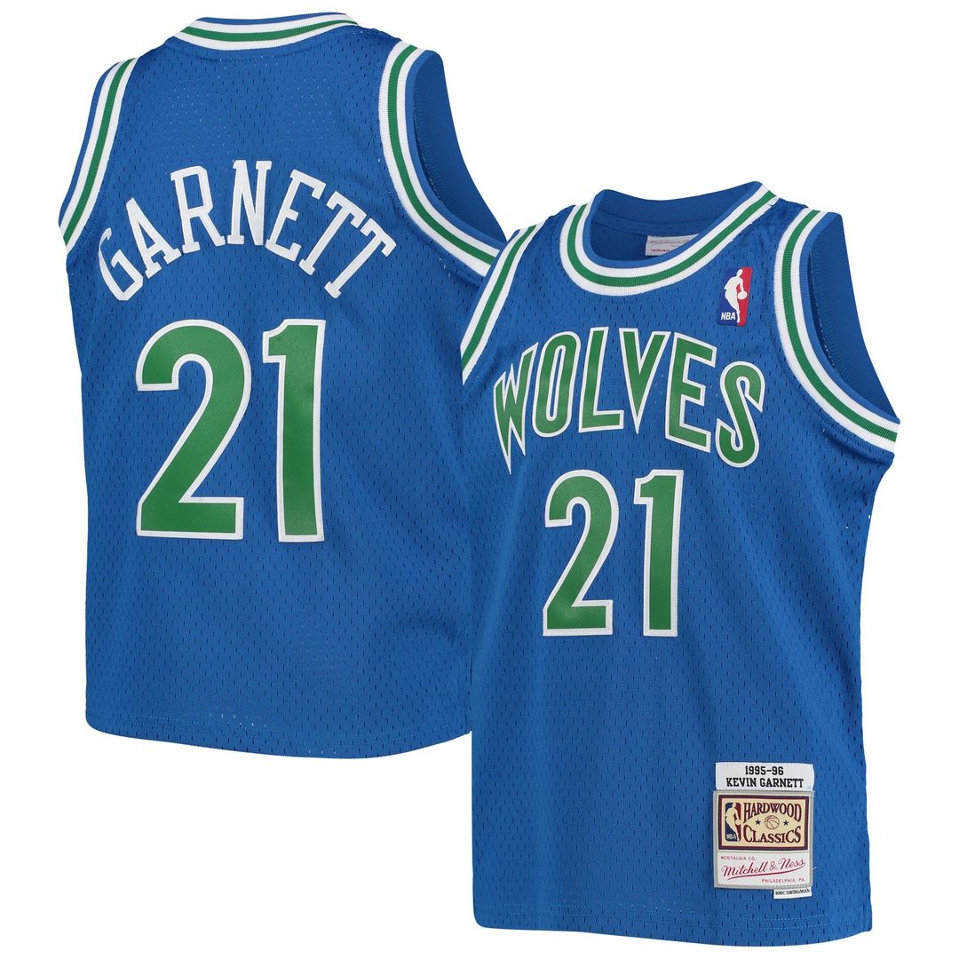 Kevin Garnett Minnesota Timberwolves Mitchell & Ness Youth 1995-96 Hardwood Classics Swingman Jersey - Blue | NBA Fan Gear
