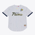 Indiana Pacers Mitchell & Ness Head Coach Pinstripe Mesh Full-Button Baseball Jersey - White | NBA Fan Gear