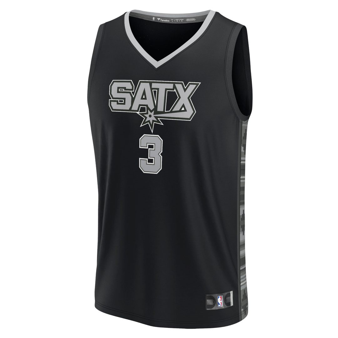 Keldon Johnson San Antonio Spurs Fanatics Fast Break Replica Player Jersey - Statement Edition - Black | NBA Fan Gear