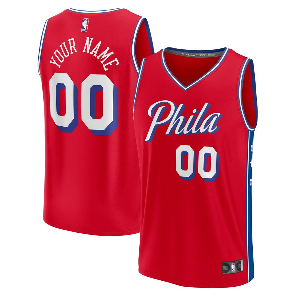 Philadelphia 76ers Fanatics Youth Fast Break Replica Custom Jersey - Statement Edition - Red | NBA Fan Gear