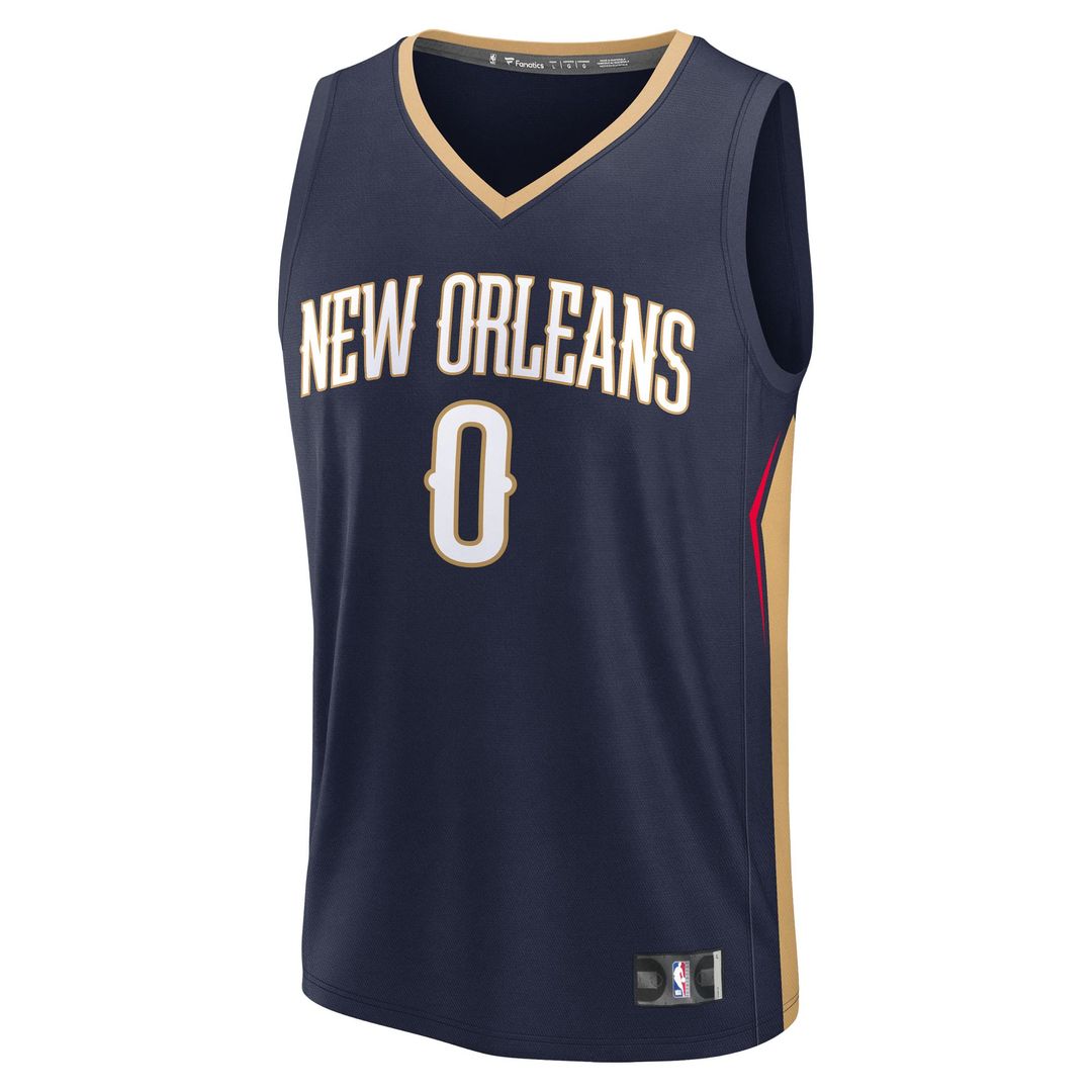 Jeremiah Fears New Orleans Pelicans Fanatics 2025 NBA Draft First Round Pick Fast Break Replica Jersey - Icon Edition - Navy | Fan Gear