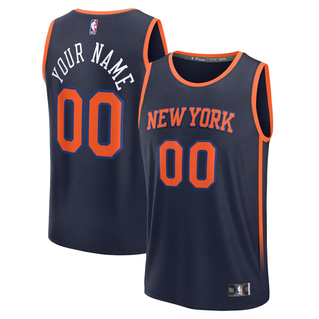 New York Knicks Fanatics Fast Break Custom Jersey - Statement Edition - Navy | NBA Fan Gear