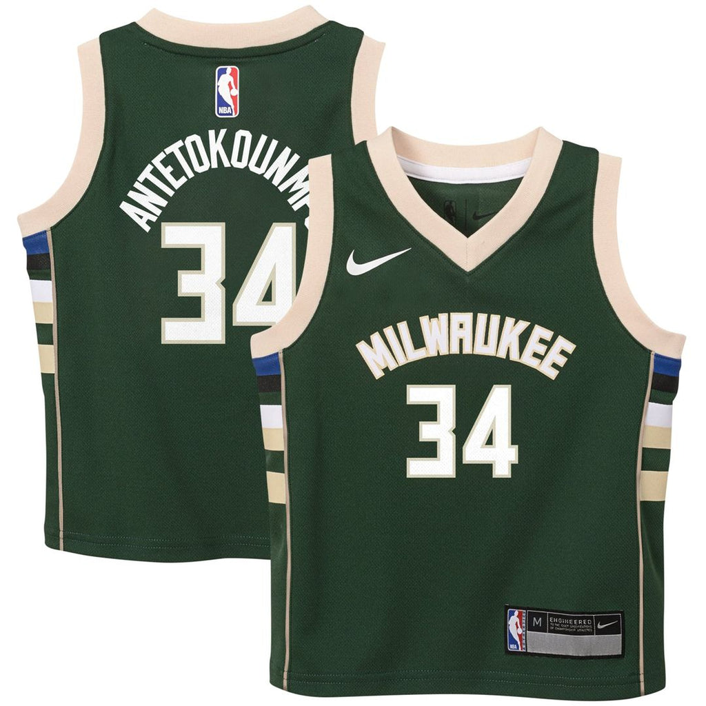 Giannis Antetokounmpo Milwaukee Bucks Nike Preschool Swingman Player Jersey - Icon Edition - Hunter Green | NBA Fan Gear