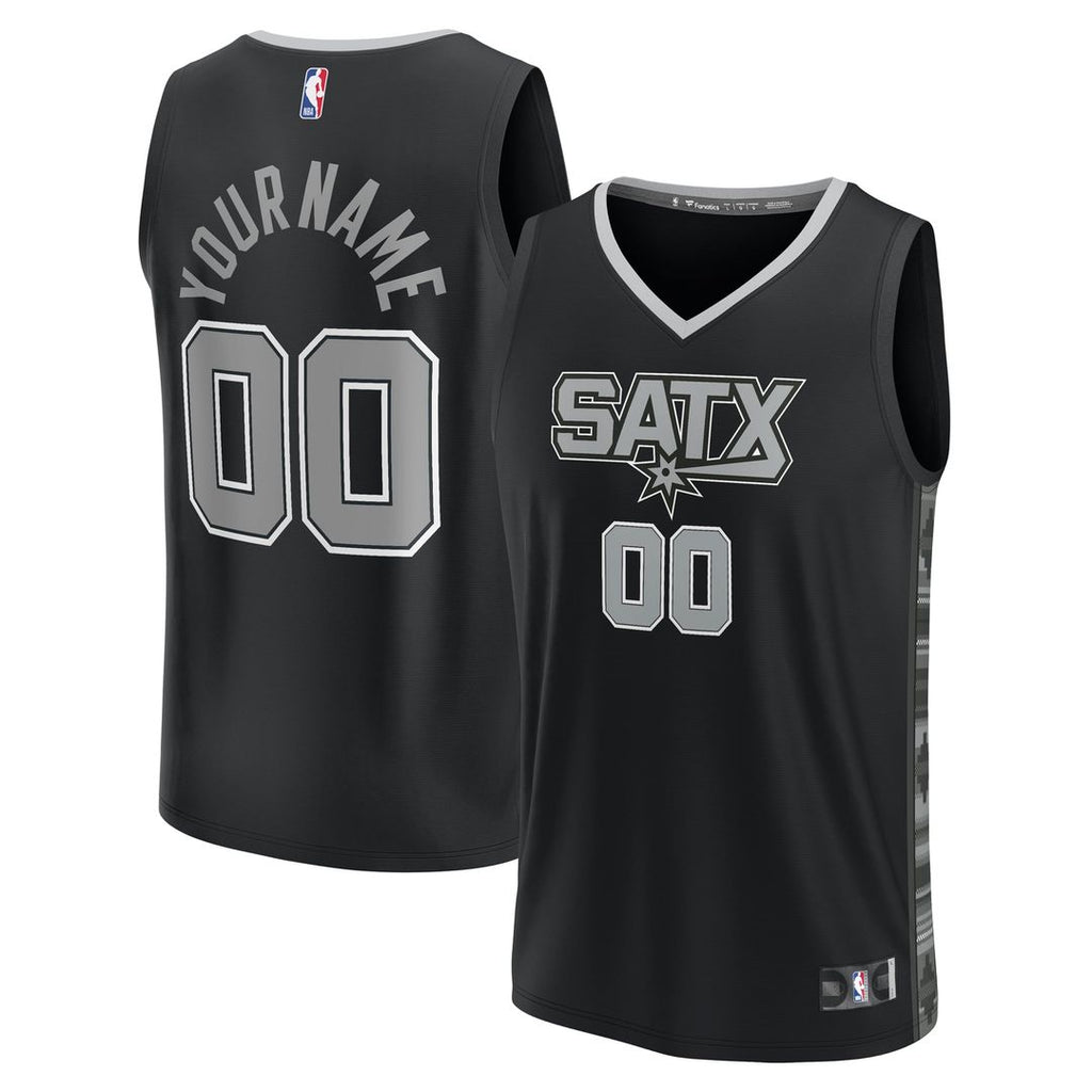 San Antonio Spurs Fanatics Fast Break Custom Replica Jersey - Black - Statement Edition | NBA Fan Gear