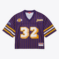 Magic Johnson Los Angeles Lakers Mitchell & Ness x DANNIJO Women's Cropped Football Fashion Jersey - Purple | NBA Fan Gear