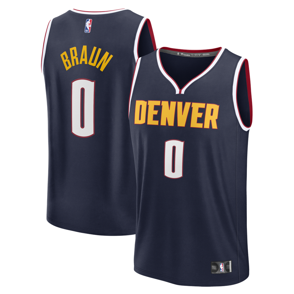 Christian Braun Denver Nuggets Fanatics Fast Break Replica Jersey - Icon Edition - Navy | NBA Fan Gear