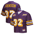 Magic Johnson Los Angeles Lakers Mitchell & Ness x DANNIJO Women's Cropped Football Fashion Jersey - Purple | NBA Fan Gear