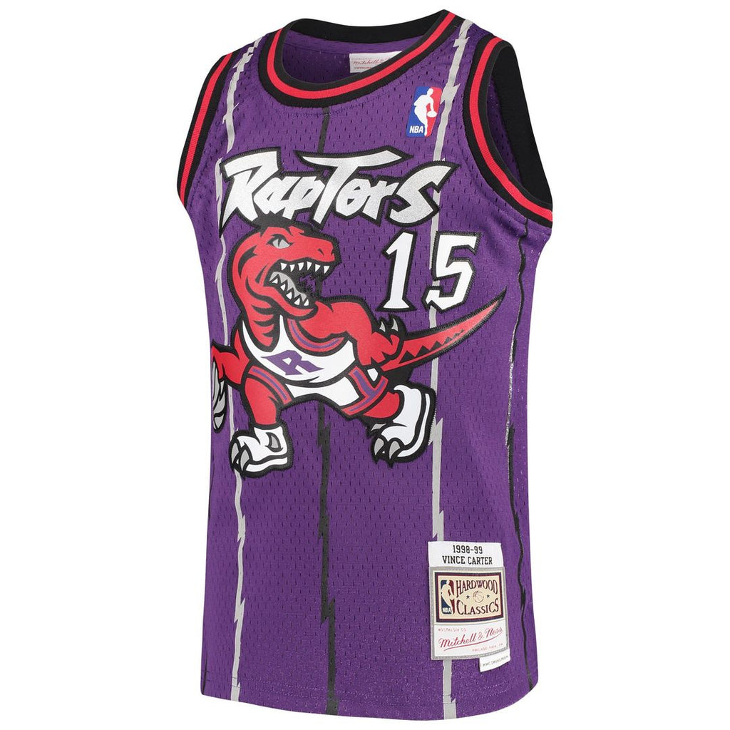 Vince Carter Toronto Raptors Mitchell & Ness Youth 1998/ 99 Hardwood Classics Swingman Throwback Jersey - Purple | NBA Fan Gear