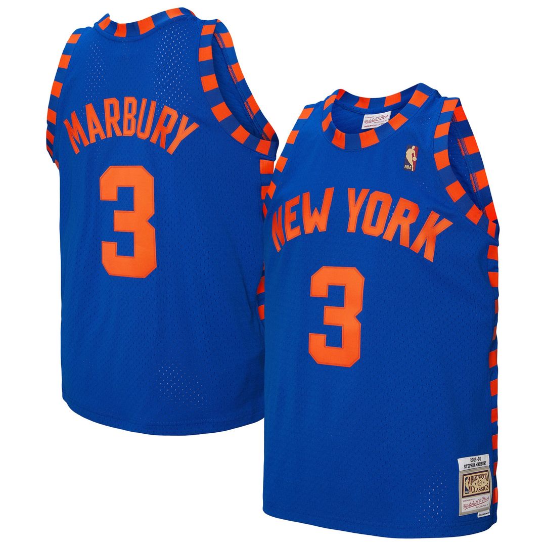 Stephon Marbury New York Knicks Mitchell & Ness 2005/ 06 Hardwood Classics Swingman Jersey - Blue | NBA Fan Gear