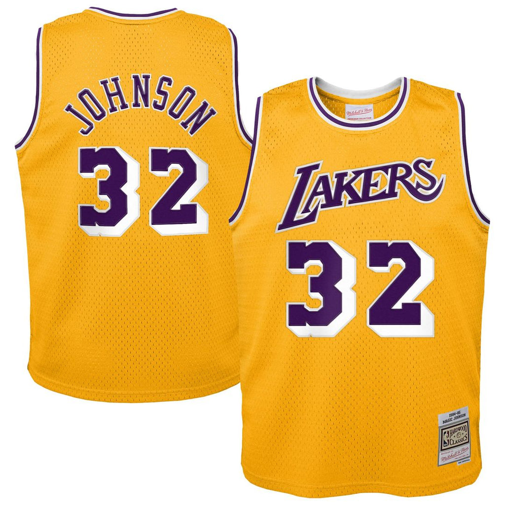 Magic Johnson Los Angeles Lakers Toddler 1984/ 85 Swingman Jersey - Gold | Mitchell & Ness NBA Fan Gear