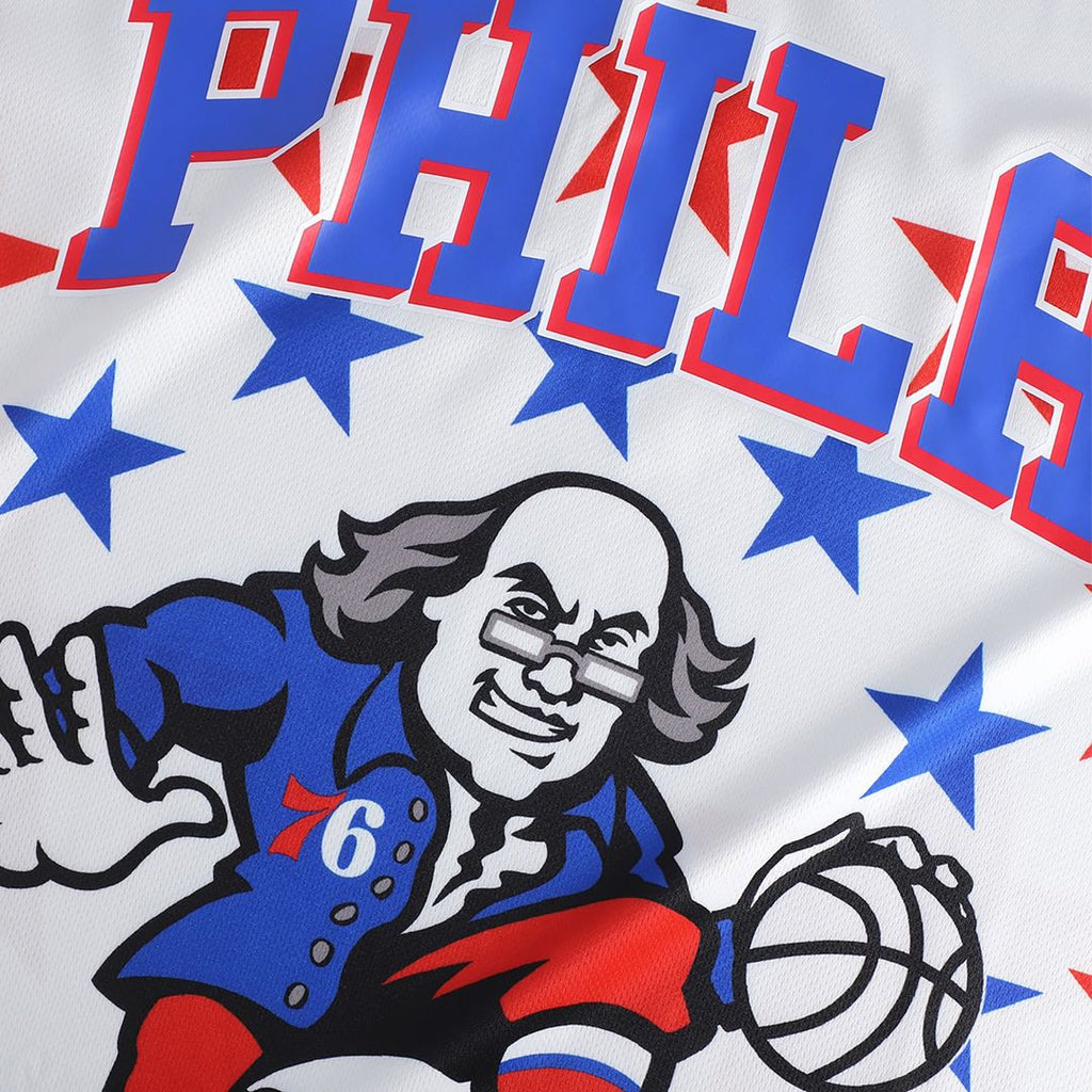 Philadelphia 76ers NBA & KidSuper Studios by Fanatics Unisex Hometown Jersey - White | NBA x KidSuper Fan Gear