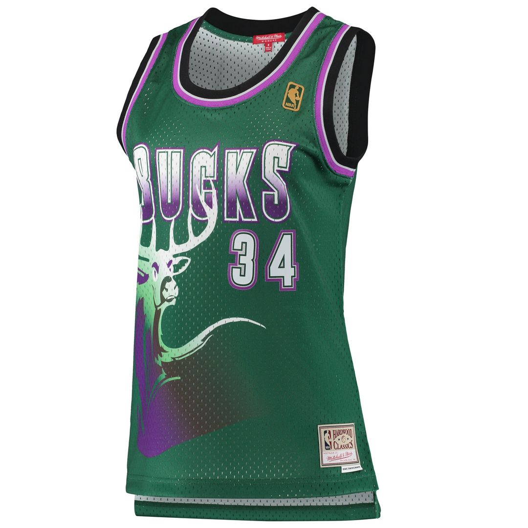 Ray Allen Milwaukee Bucks Mitchell & Ness Women's 1996/ 97 Hardwood Classics Swingman Jersey - Green | NBA Fan Gear