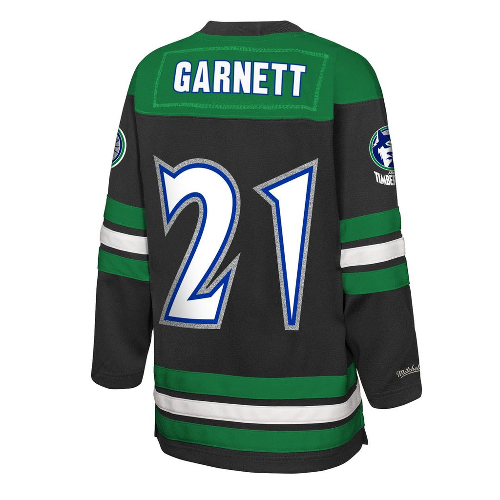 Kevin Garnett Minnesota Timberwolves Mitchell & Ness Youth Maxxed Out 2.0 Fashion Hockey Jersey - Black | NBA Fan Gear