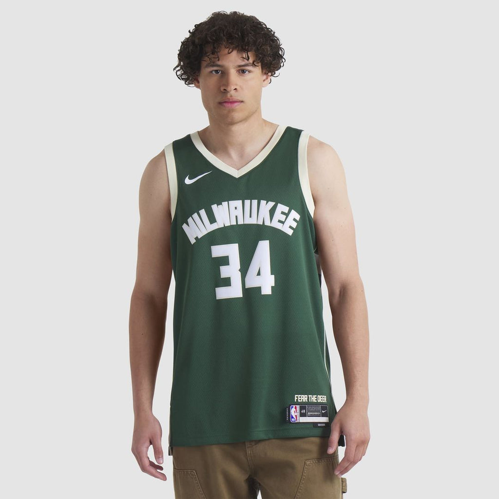 Giannis Antetokounmpo Milwaukee Bucks Nike Unisex Swingman Jersey - Icon Edition - Hunter Green | NBA Fan Gear