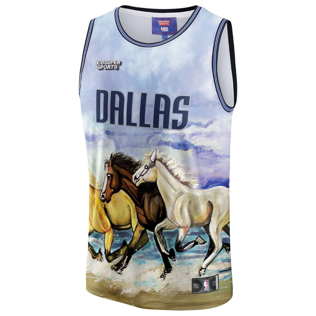 Dallas Mavericks NBA & KidSuper Studios by Fanatics Unisex Hometown Jersey - Blue | NBA x KidSuper Fan Gear