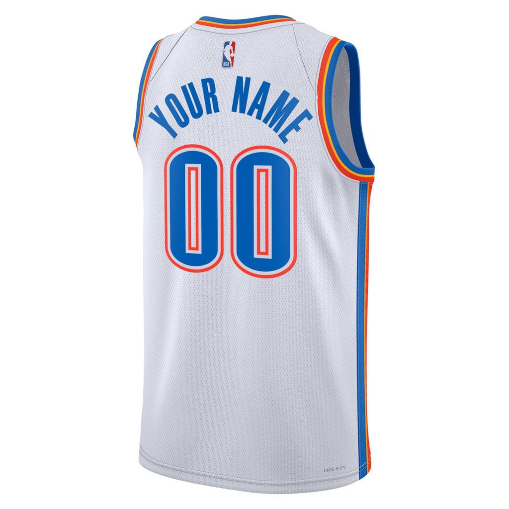 Oklahoma City Thunder Nike Unisex Swingman Custom Jersey White - Association Edition | NBA Fan Gear