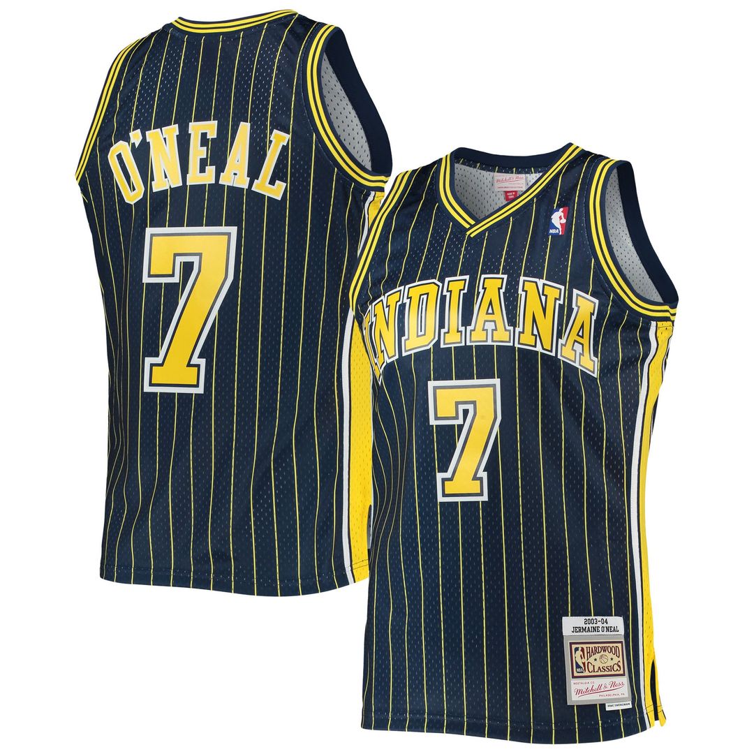 Jermaine O'Neal Indiana Pacers Mitchell & Ness 2003/ 04 Hardwood Classics Swingman Jersey - Navy | NBA Fan Gear