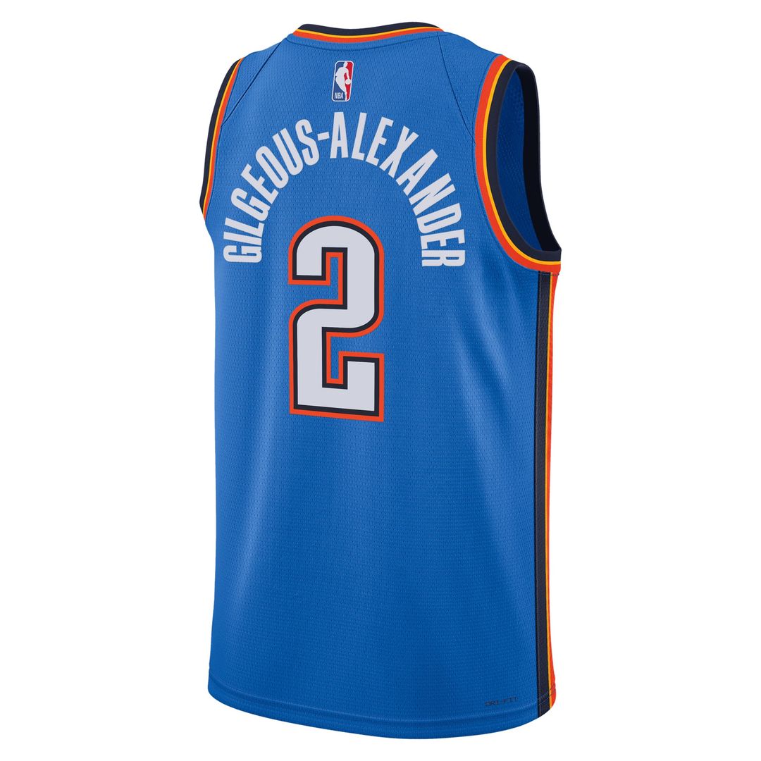 Shai Gilgeous-Alexander Oklahoma City Thunder Nike Unisex Badge Swingman Replica Jersey - Icon Edition - Blue | NBA Fan Gear