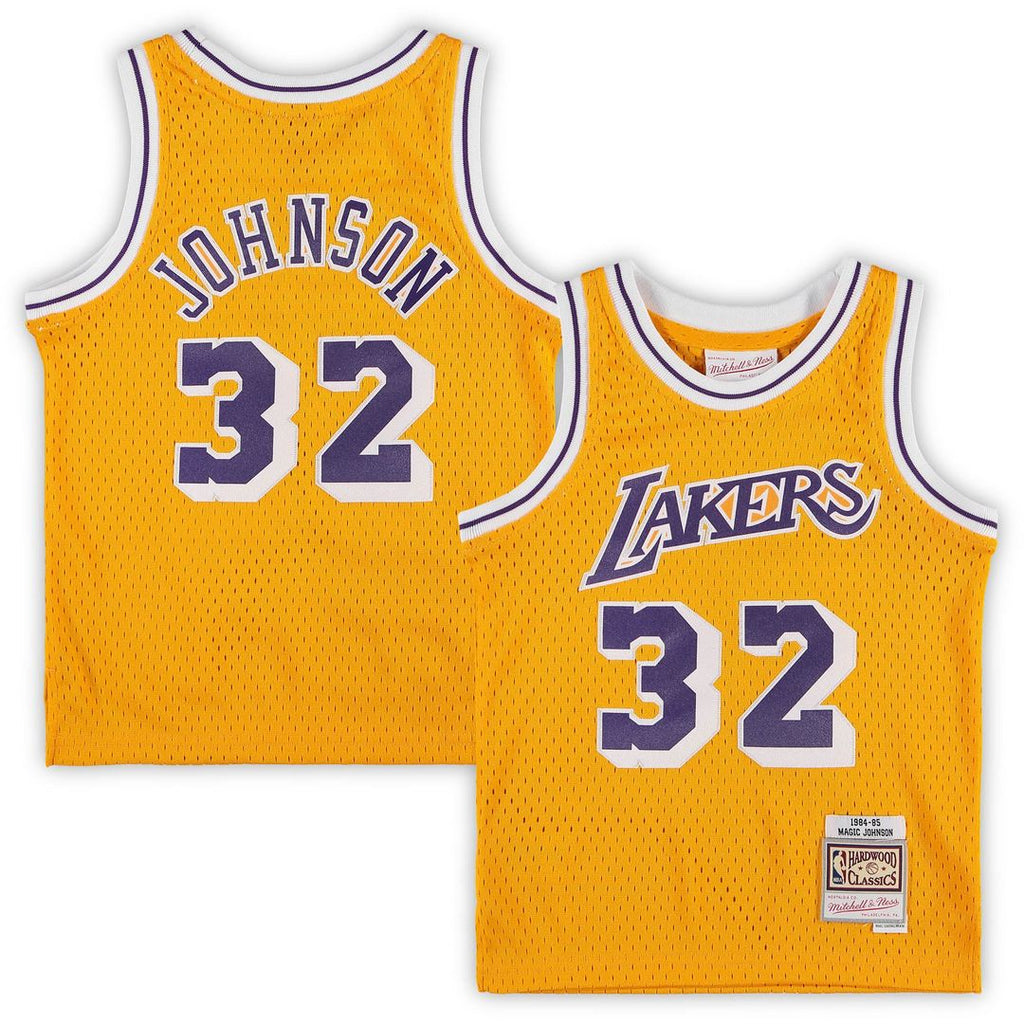 Magic Johnson Los Angeles Lakers Mitchell & Ness Preschool 1984-1985 Hardwood Classics Throwback Team Jersey - Gold | NBA Fan Gear