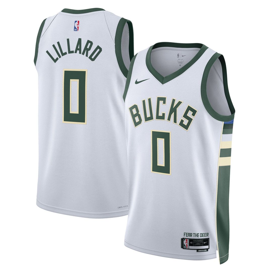 Damian Lillard Milwaukee Bucks Nike Unisex Fear The Deer Swingman Player Jersey - Association Edition - White | NBA Fan Gear