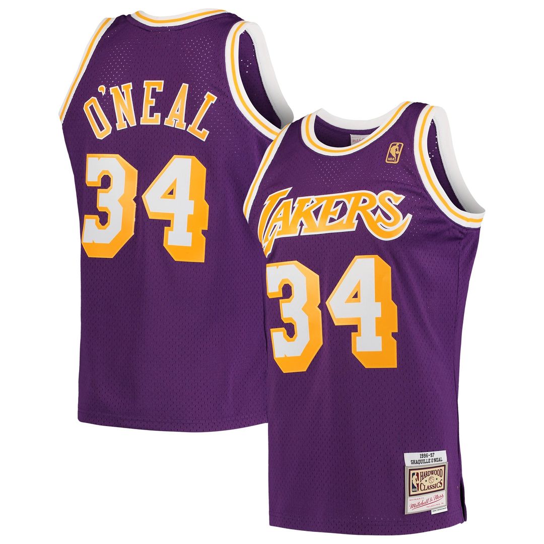Shaquille O'Neal Los Angeles Lakers Mitchell & Ness Hardwood Classics Swingman Jersey - Purple | NBA Fan Gear