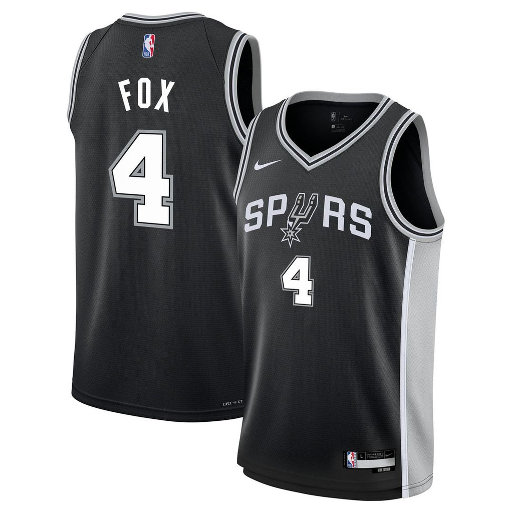 De'Aaron Fox San Antonio Spurs Nike Youth Swingman Jersey - Icon Edition - Black | NBA Fan Gear