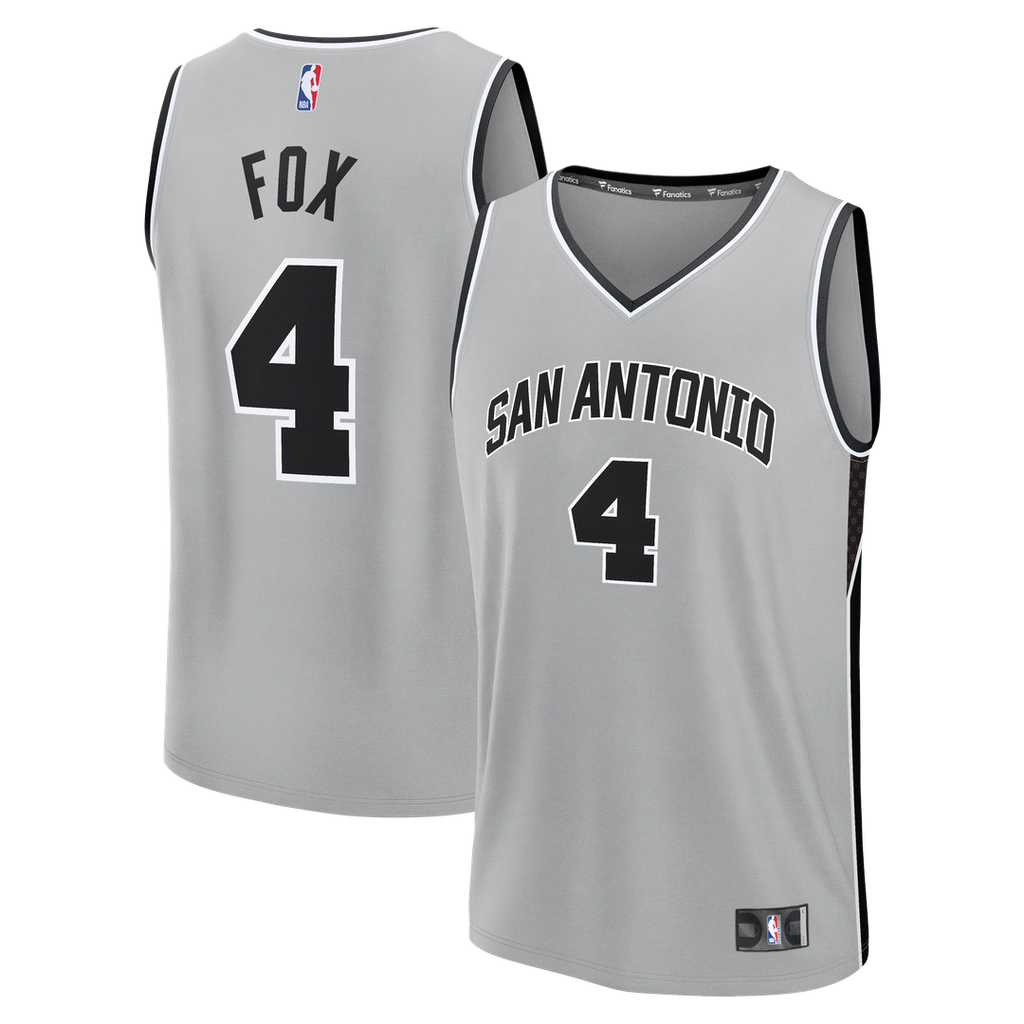 De'Aaron Fox San Antonio Spurs Fanatics Fast Break Jersey - Statement Edition - Silver | NBA Fan Gear