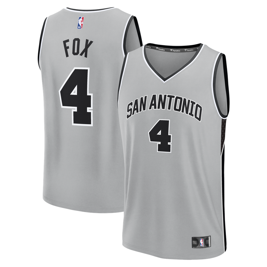 De'Aaron Fox San Antonio Spurs Fanatics Fast Break Jersey - Statement Edition - Silver | NBA Fan Gear