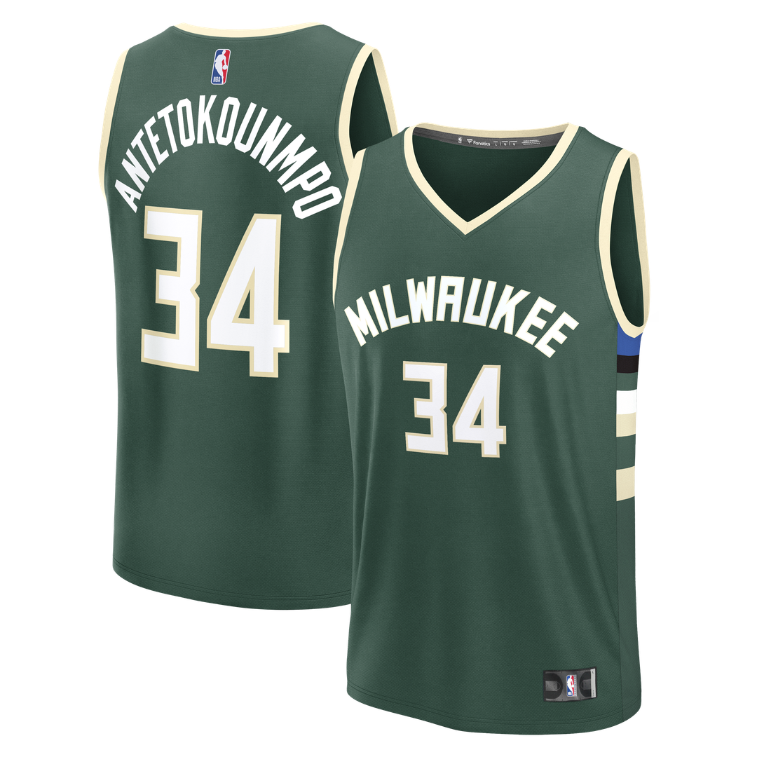 Giannis Antetokounmpo Milwaukee Bucks Fanatics Youth Fast Break Replica Player Jersey - Icon Edition - Hunter Green | NBA Fan Gear