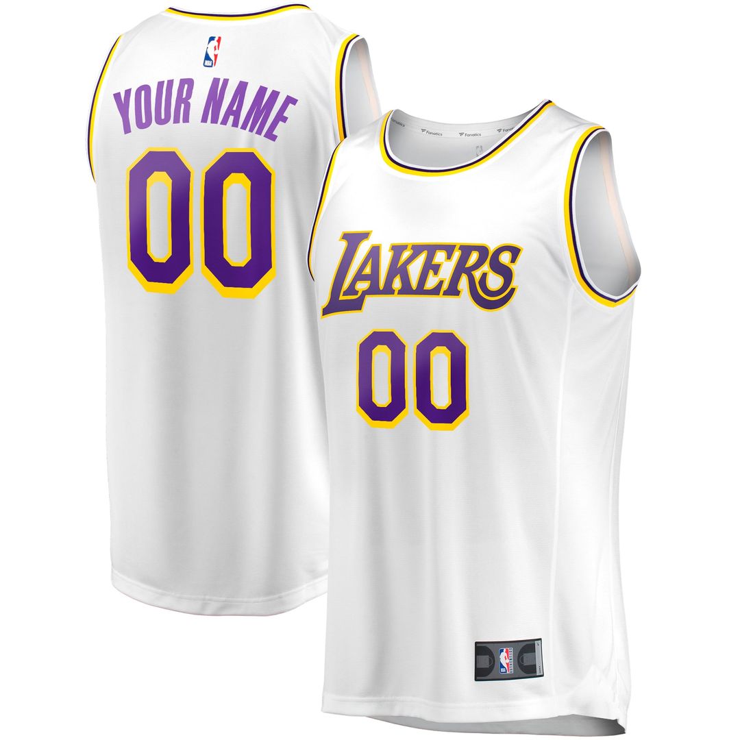Los Angeles Lakers Fanatics Fast Break Custom Replica Jersey - Association Edition - White | NBA Fan Gear