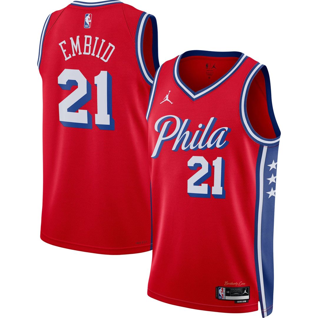 Joel Embiid Philadelphia 76ers Jordan Brand Unisex Swingman Jersey - Statement Edition - Red | NBA Fan Gear