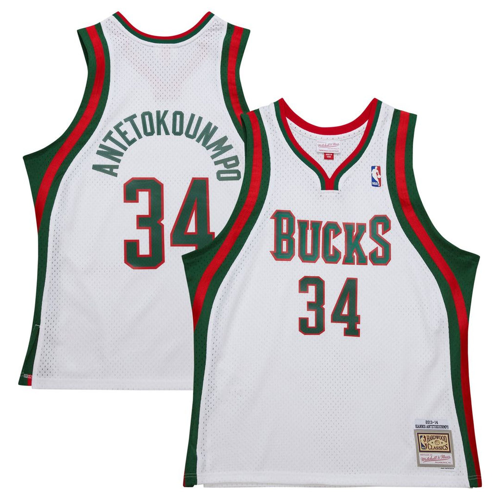 Giannis Antetokounmpo Milwaukee Bucks Mitchell & Ness 2013/ 14 Hardwood Classics Swingman Jersey - White | NBA Fan Gear