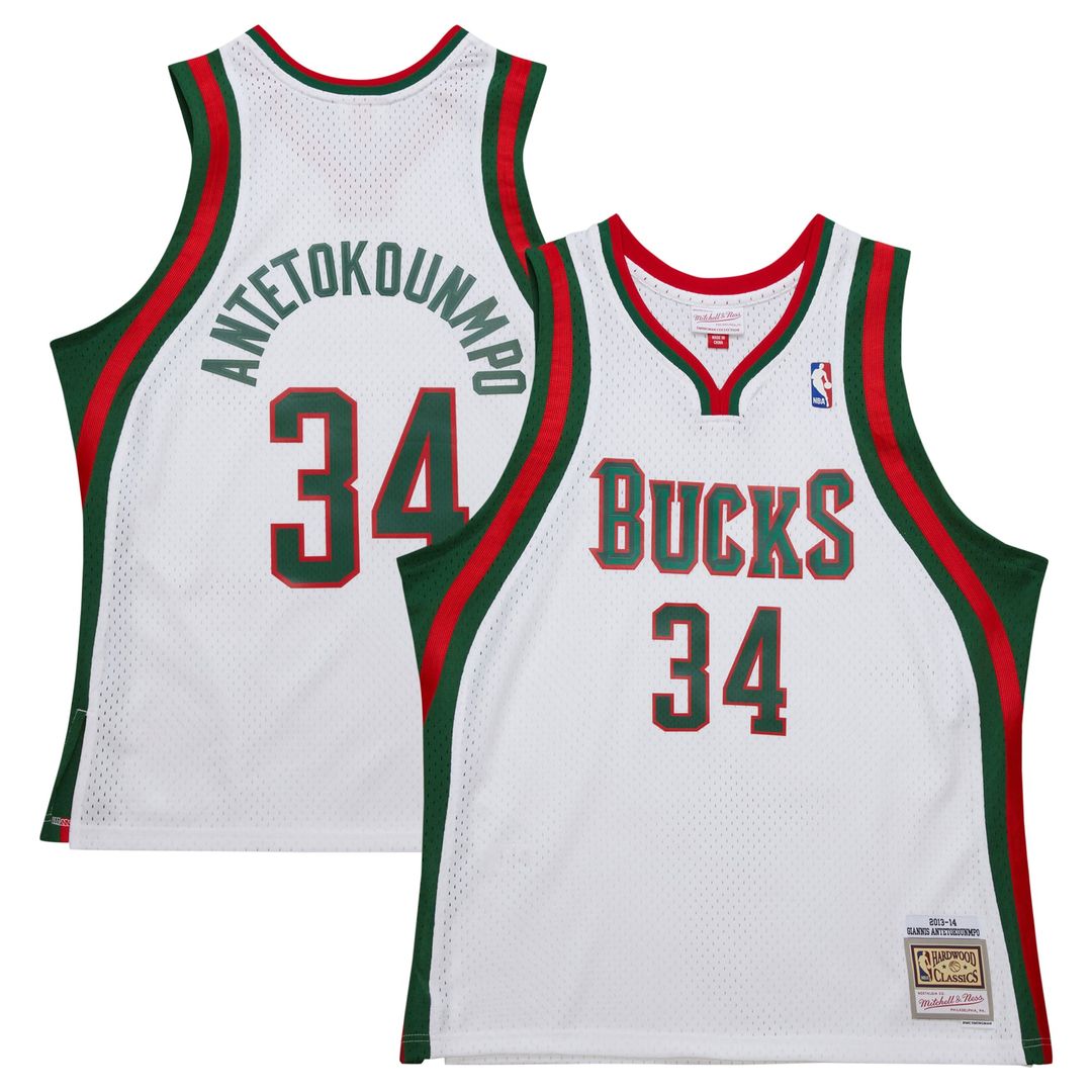 Giannis Antetokounmpo Milwaukee Bucks Mitchell & Ness 2013/ 14 Hardwood Classics Swingman Jersey - White | NBA Fan Gear