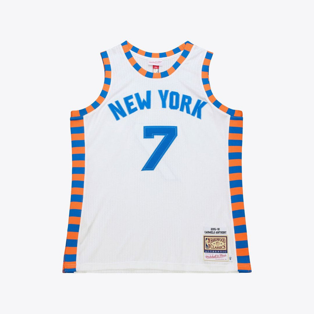 Carmelo Anthony New York Knicks Mitchell & Ness 2015-16 Hardwood Classics Authentic Jersey - White | NBA Fan Gear